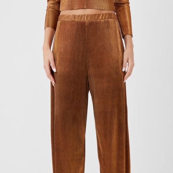 FRENCH CONNECTION TAINA METALLIC PLEATED JERSEY CULOTTES - Picture 5 of 11